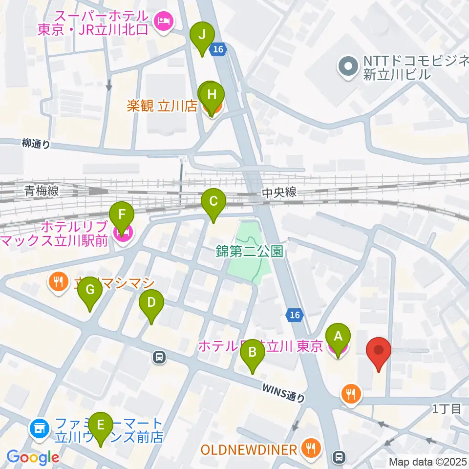 日本和楽器製造周辺のカフェ一覧地図