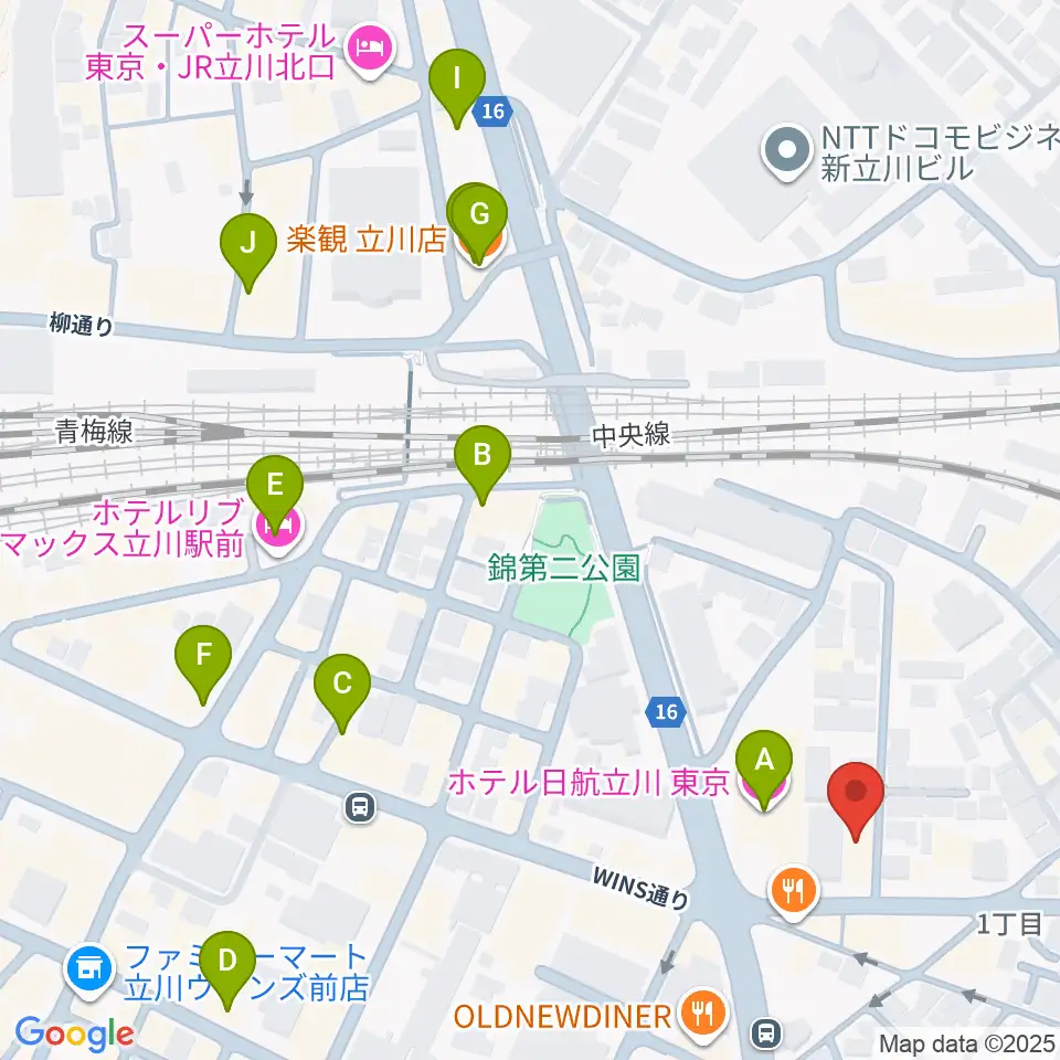 日本和楽器製造周辺のカフェ一覧地図