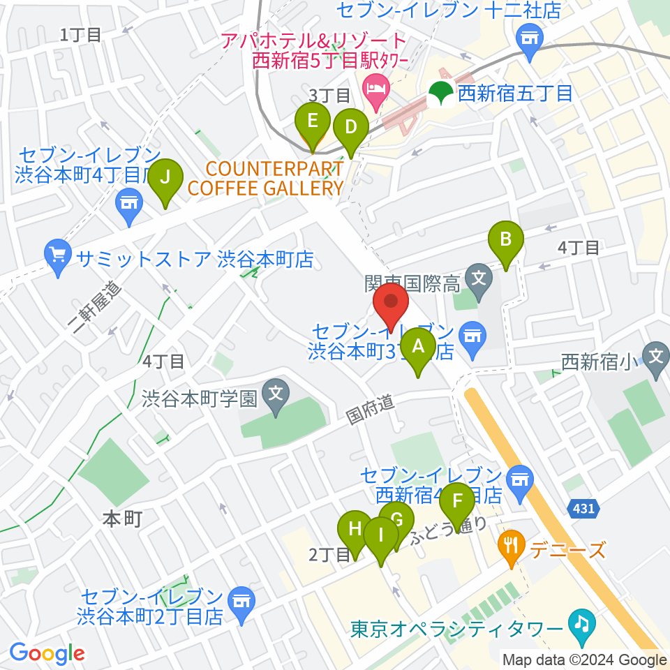 香野弦楽器周辺のカフェ一覧地図
