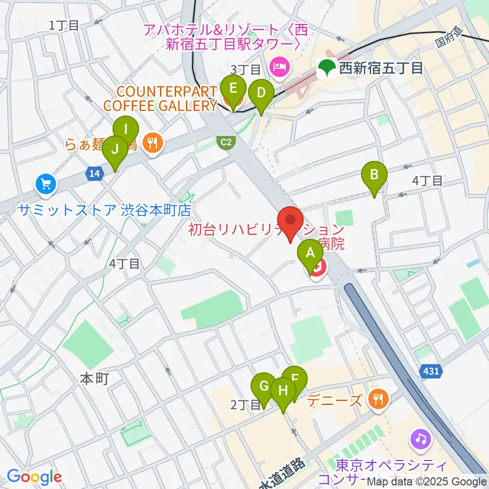 香野弦楽器周辺のカフェ一覧地図