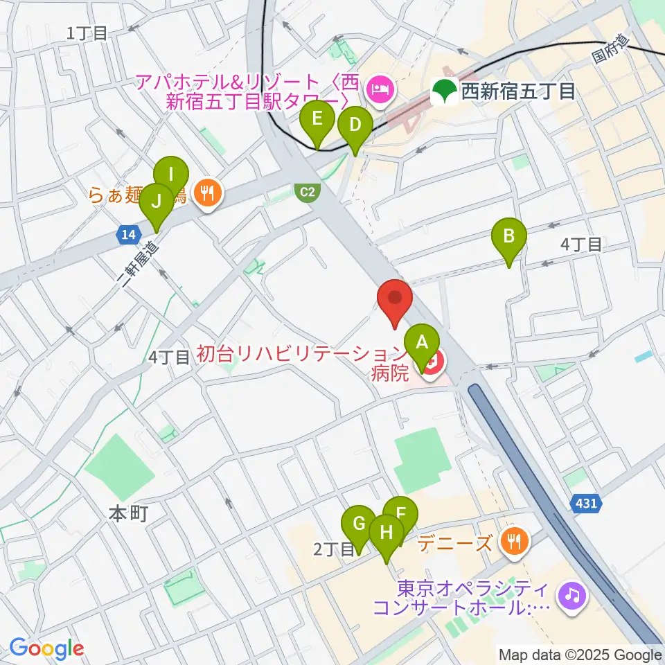 香野弦楽器周辺のカフェ一覧地図