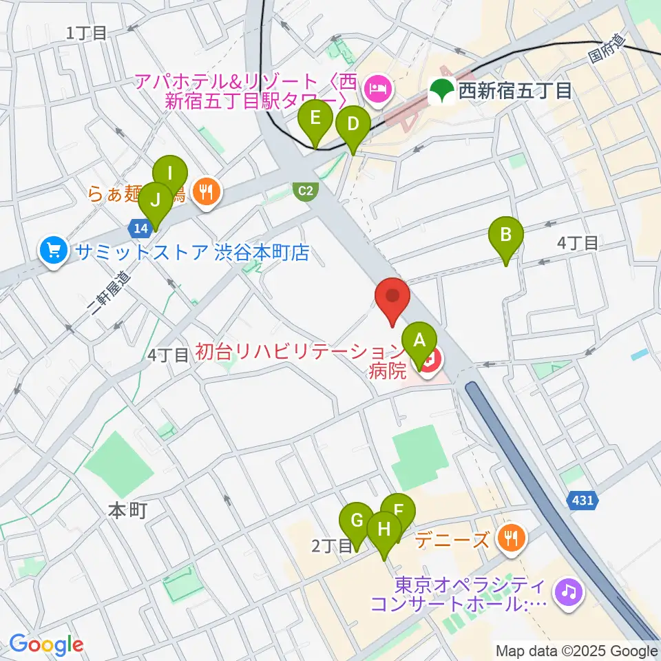 香野弦楽器周辺のカフェ一覧地図