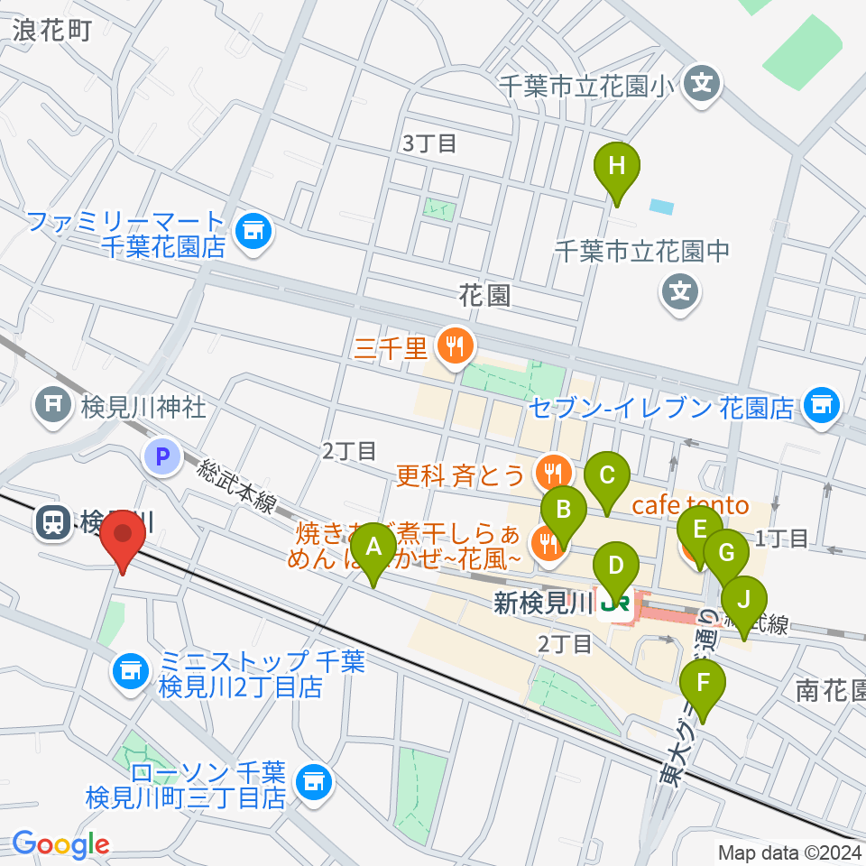 三味線駒吉周辺のカフェ一覧地図