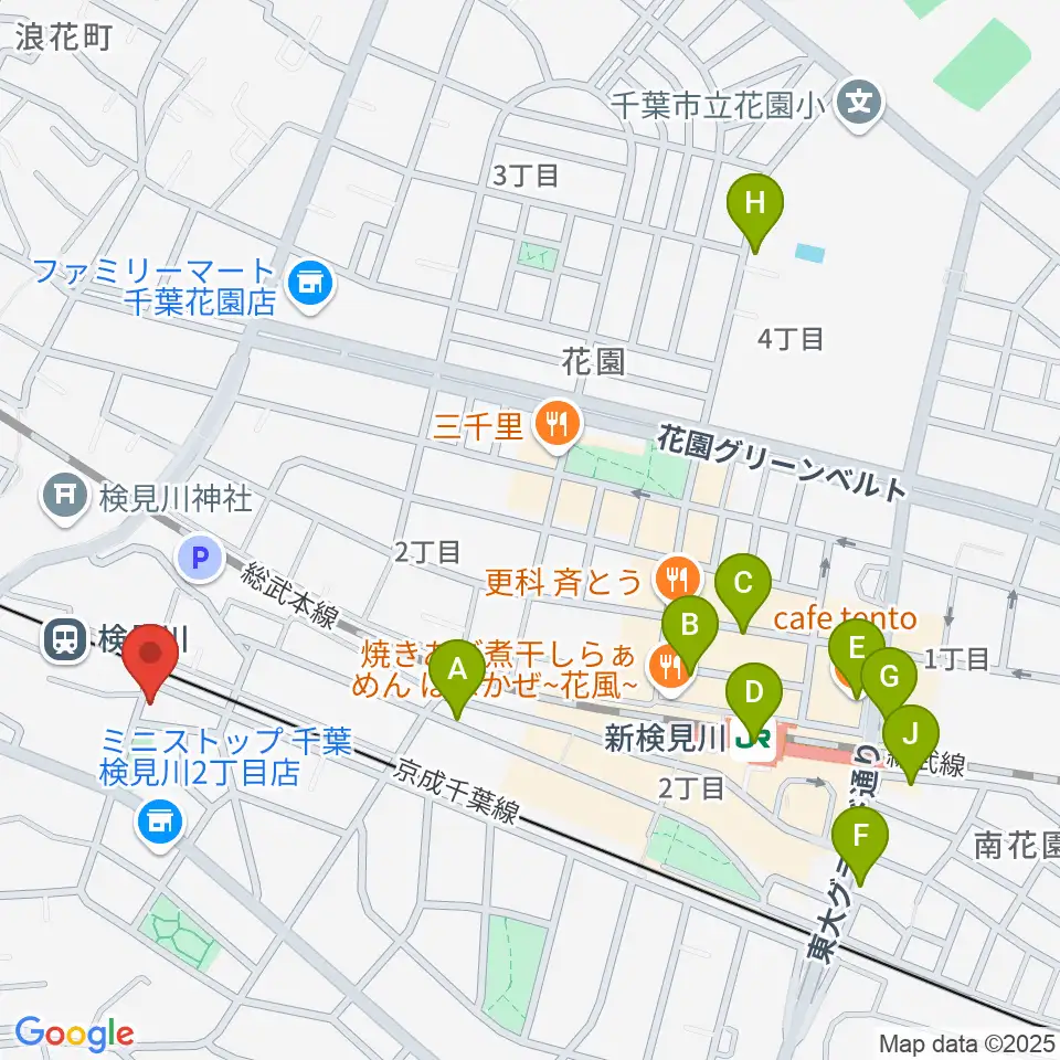 三味線駒吉周辺のカフェ一覧地図