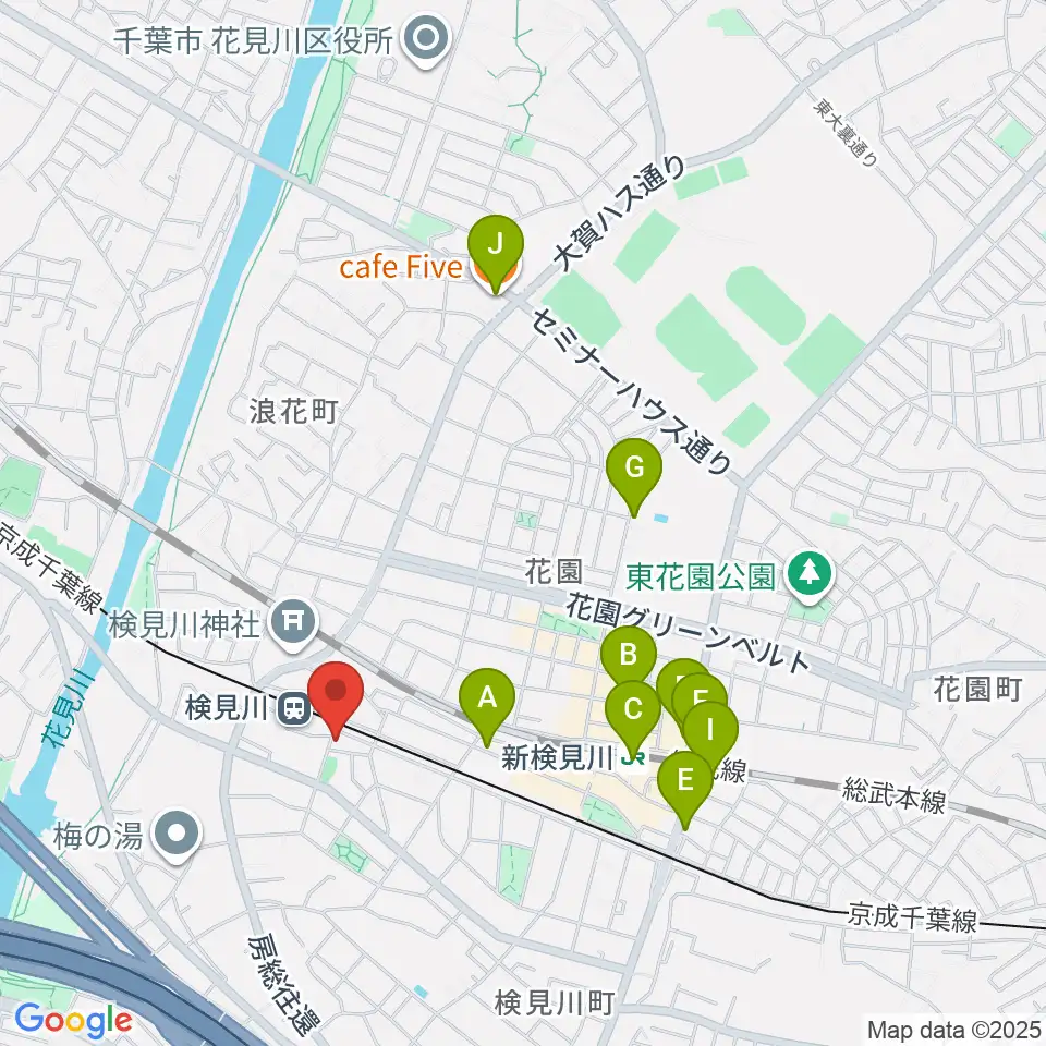 三味線駒吉周辺のカフェ一覧地図