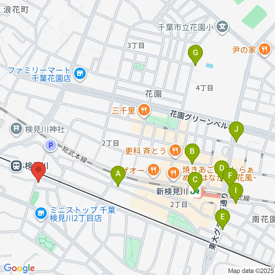 三味線駒吉周辺のカフェ一覧地図