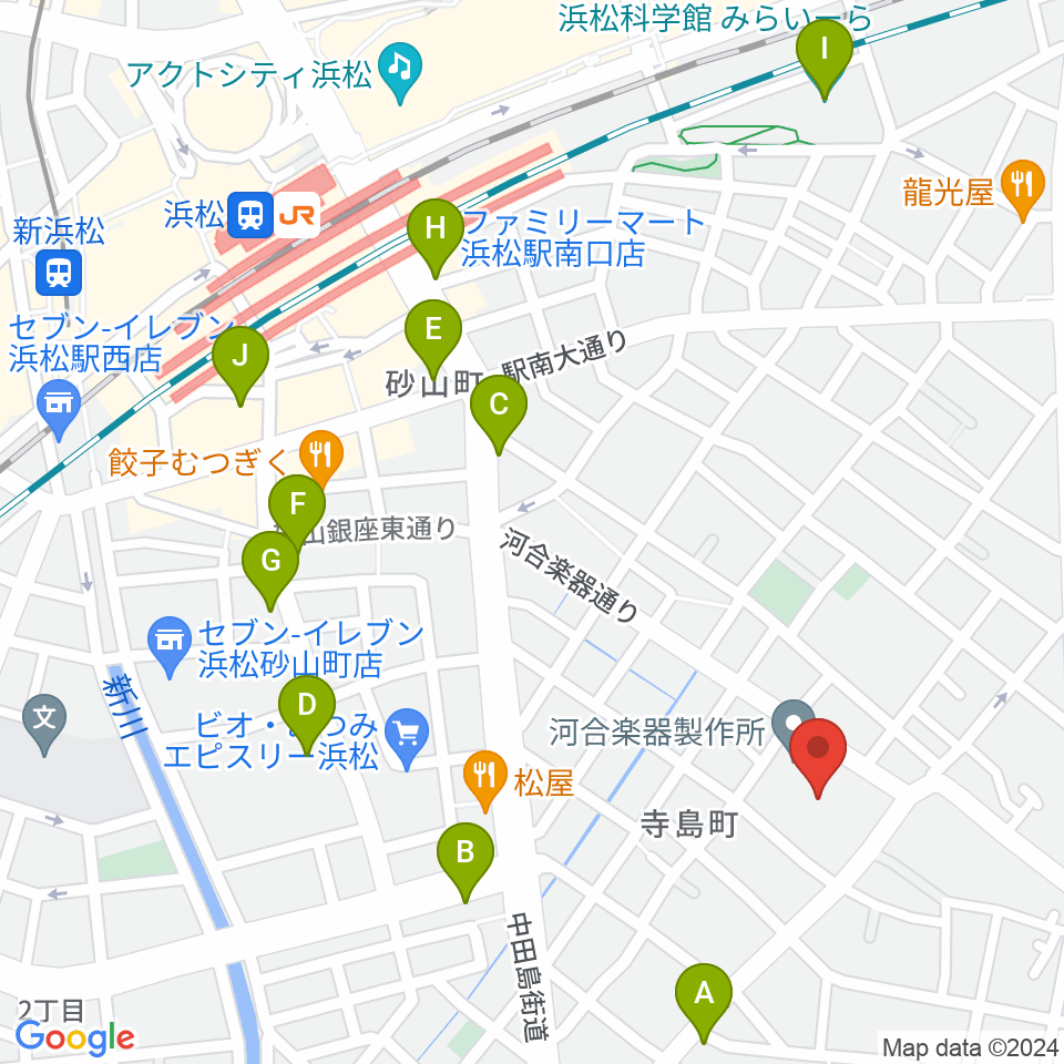 カワイ音楽学園周辺のカフェ一覧地図