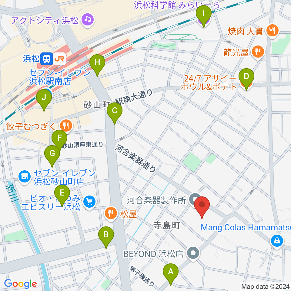 カワイ音楽学園周辺のカフェ一覧地図