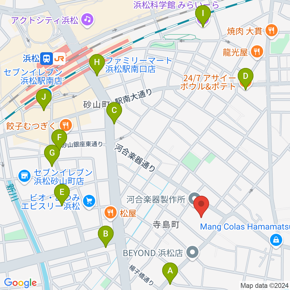 カワイ音楽学園周辺のカフェ一覧地図