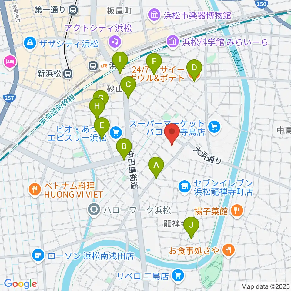 カワイ音楽学園周辺のカフェ一覧地図