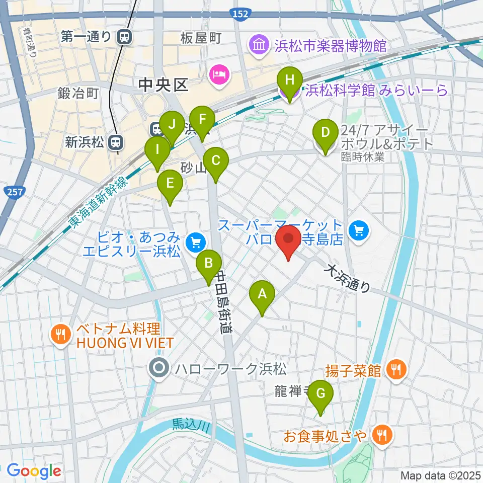 カワイ音楽学園周辺のカフェ一覧地図