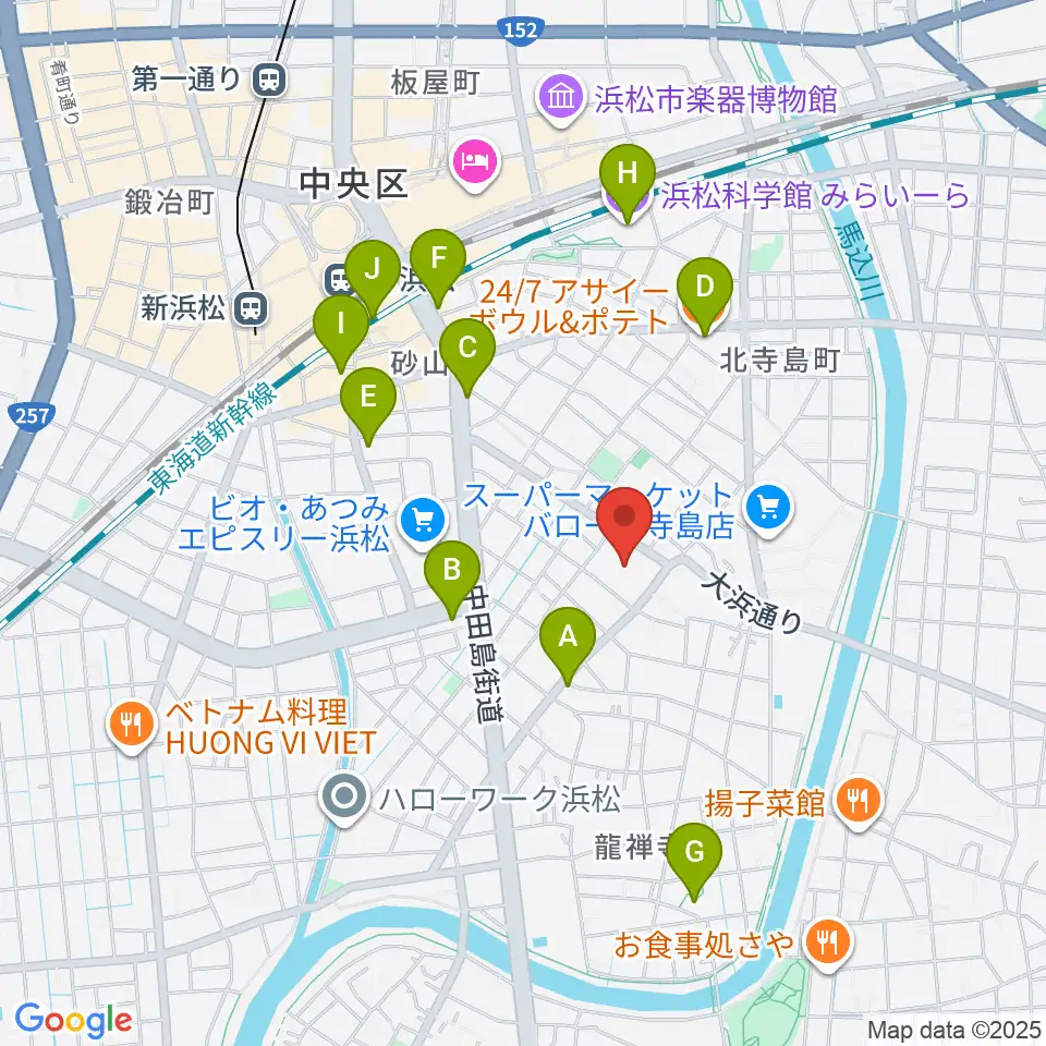 カワイ音楽学園周辺のカフェ一覧地図