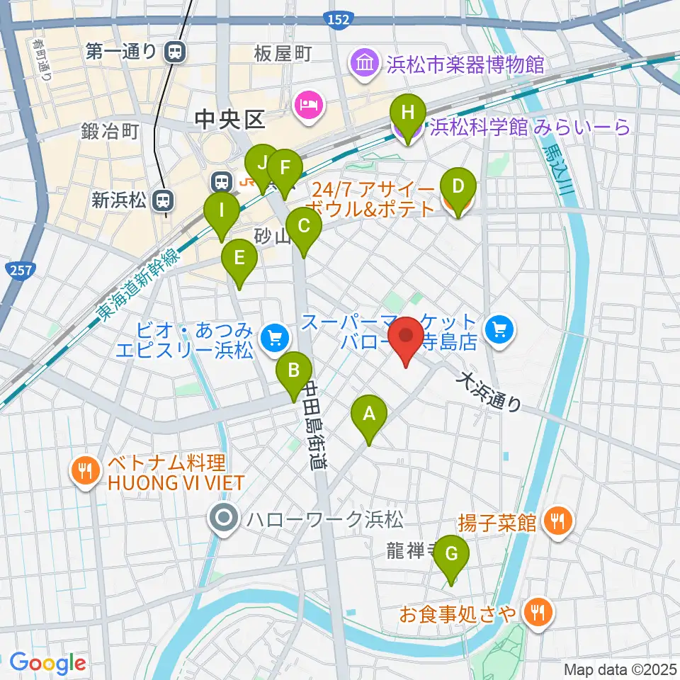 カワイ音楽学園周辺のカフェ一覧地図