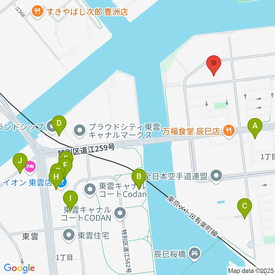 辰巳の森リトミック・ピアノ教室周辺のカフェ一覧地図