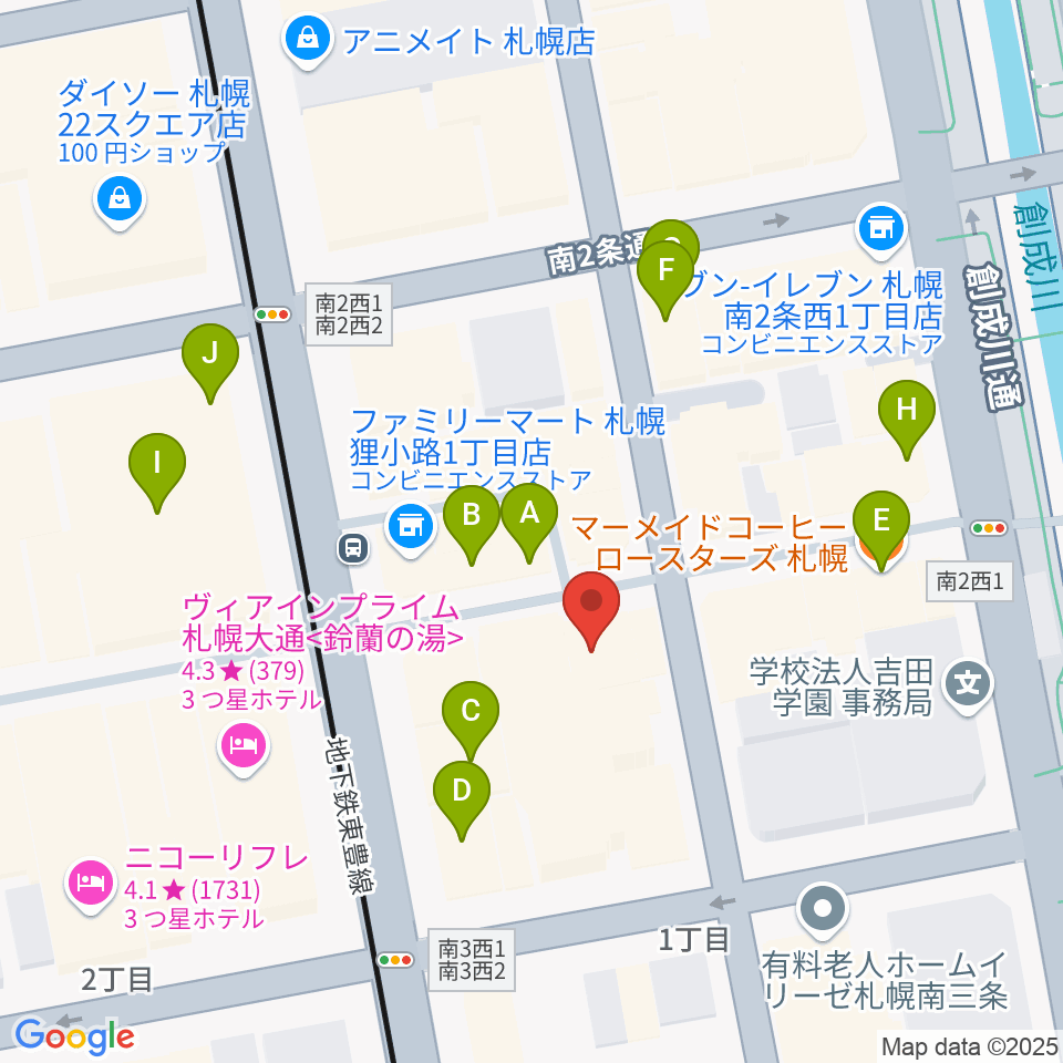 BIGBOSS札幌周辺のカフェ一覧地図