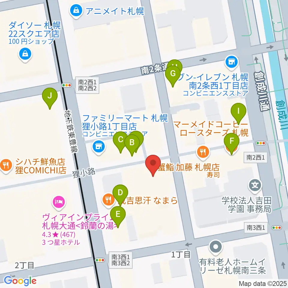 BIGBOSS札幌周辺のカフェ一覧地図