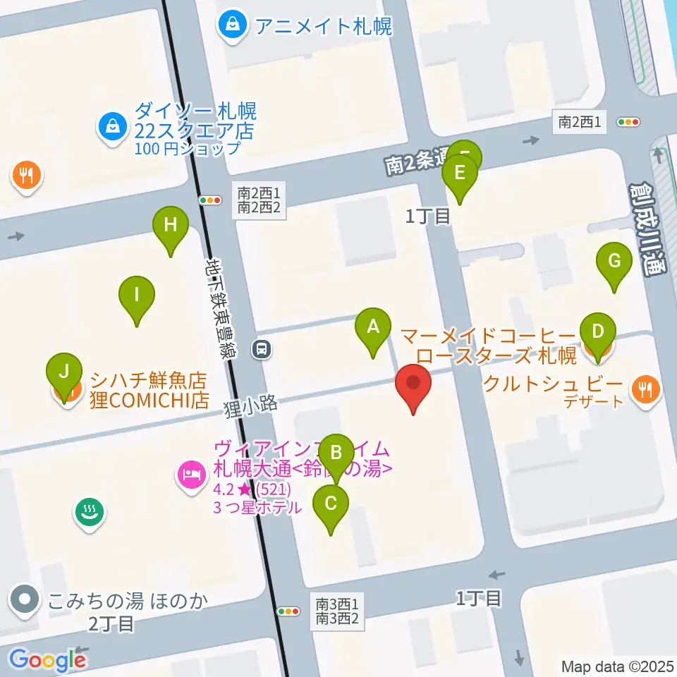 BIGBOSS札幌周辺のカフェ一覧地図
