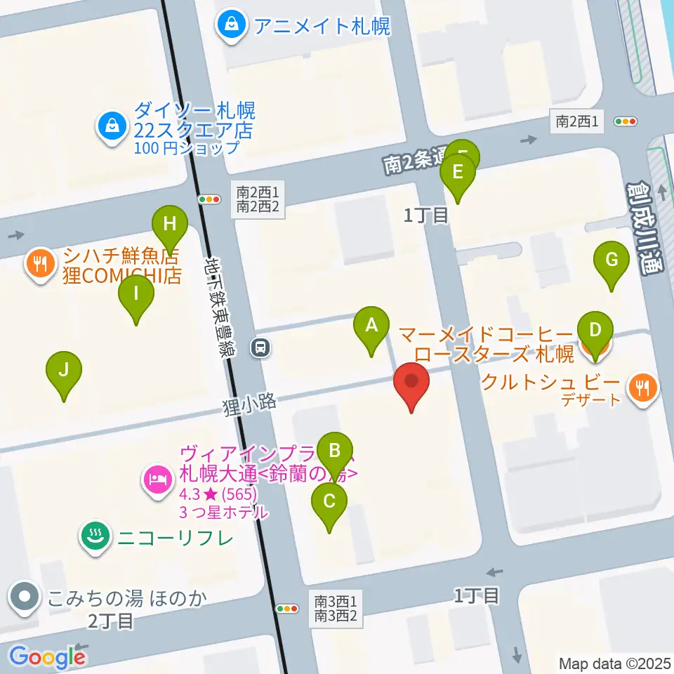 BIGBOSS札幌周辺のカフェ一覧地図