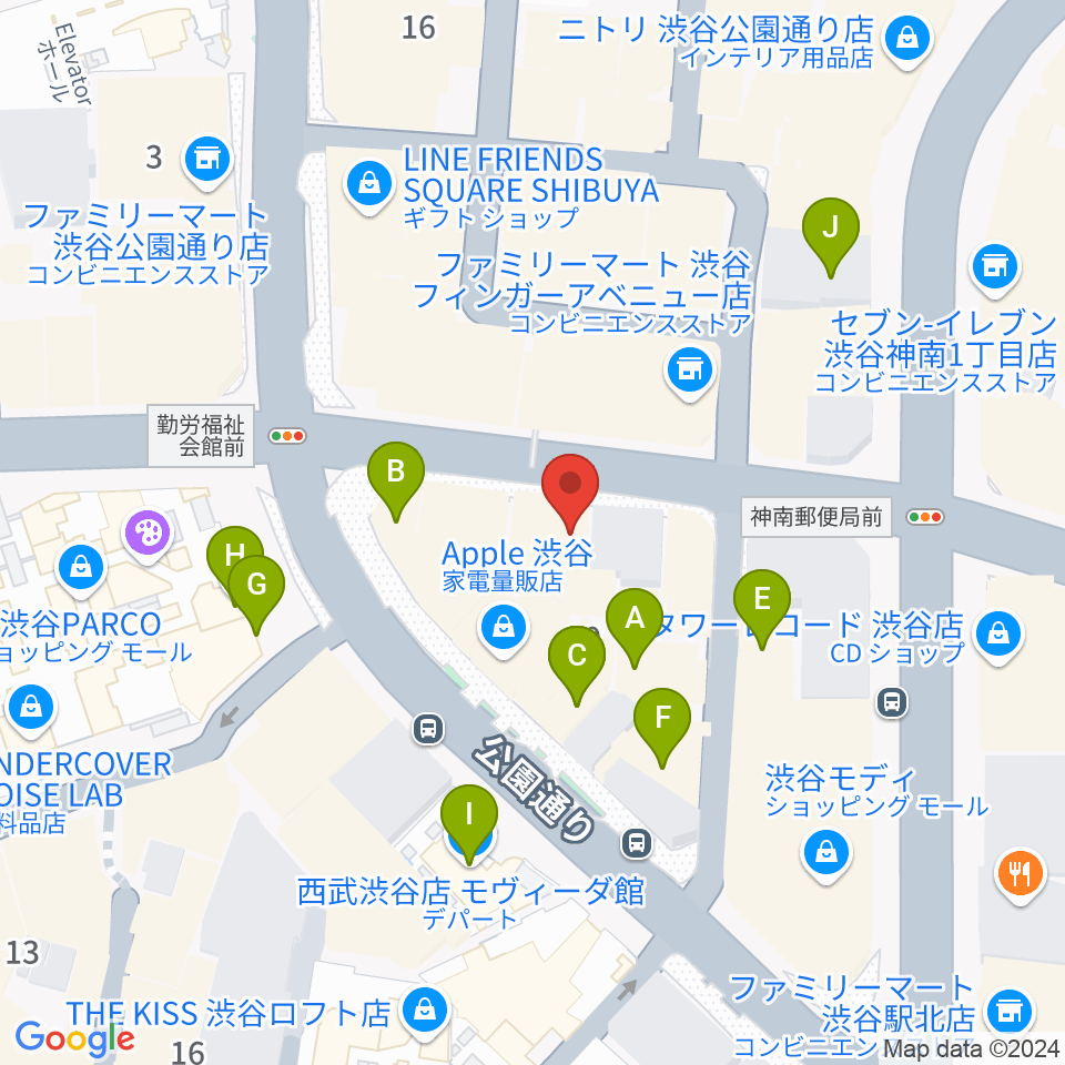 シアーミュージック渋谷校周辺のカフェ一覧地図