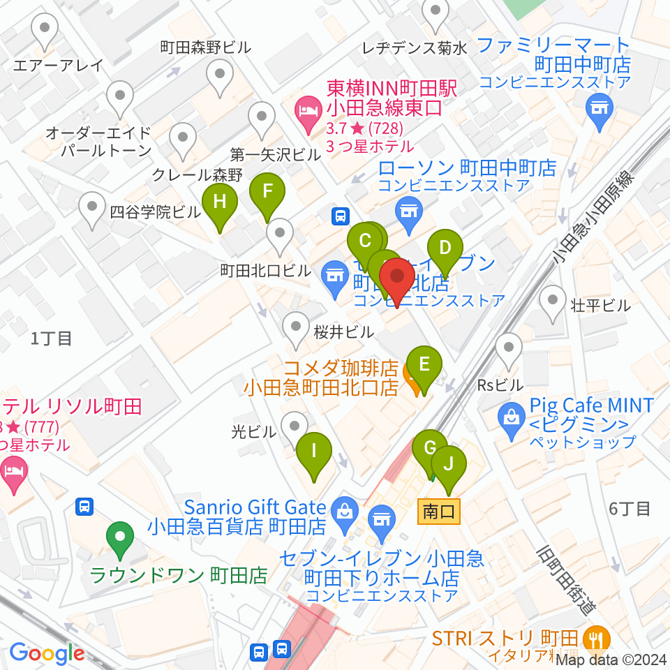 シアーミュージック町田校周辺のカフェ一覧地図