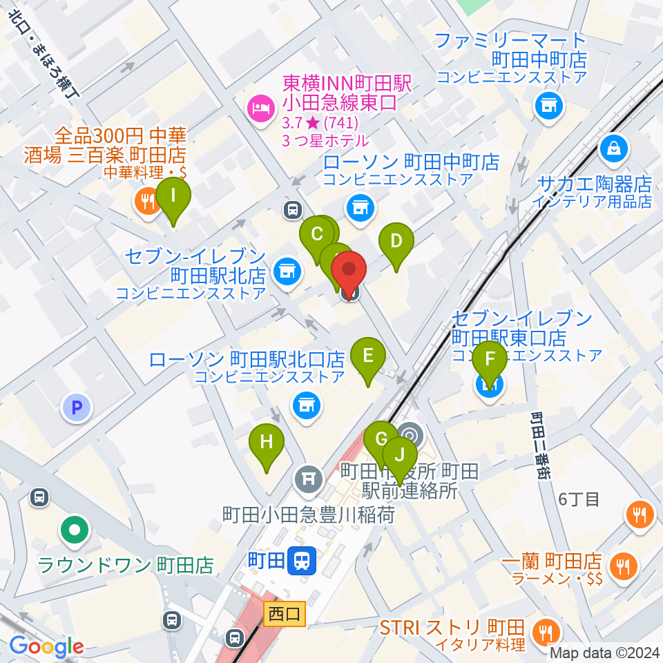 シアーミュージック町田校周辺のカフェ一覧地図