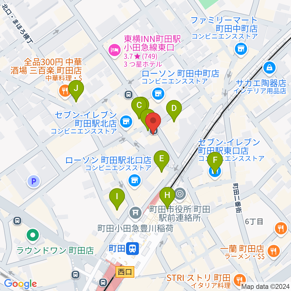 シアーミュージック町田校周辺のカフェ一覧地図