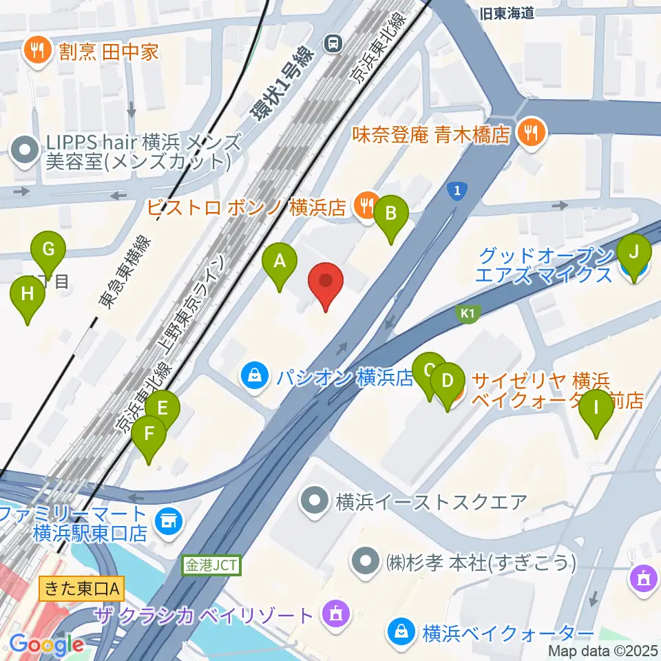 シアーミュージック 横浜校周辺のカフェ一覧地図