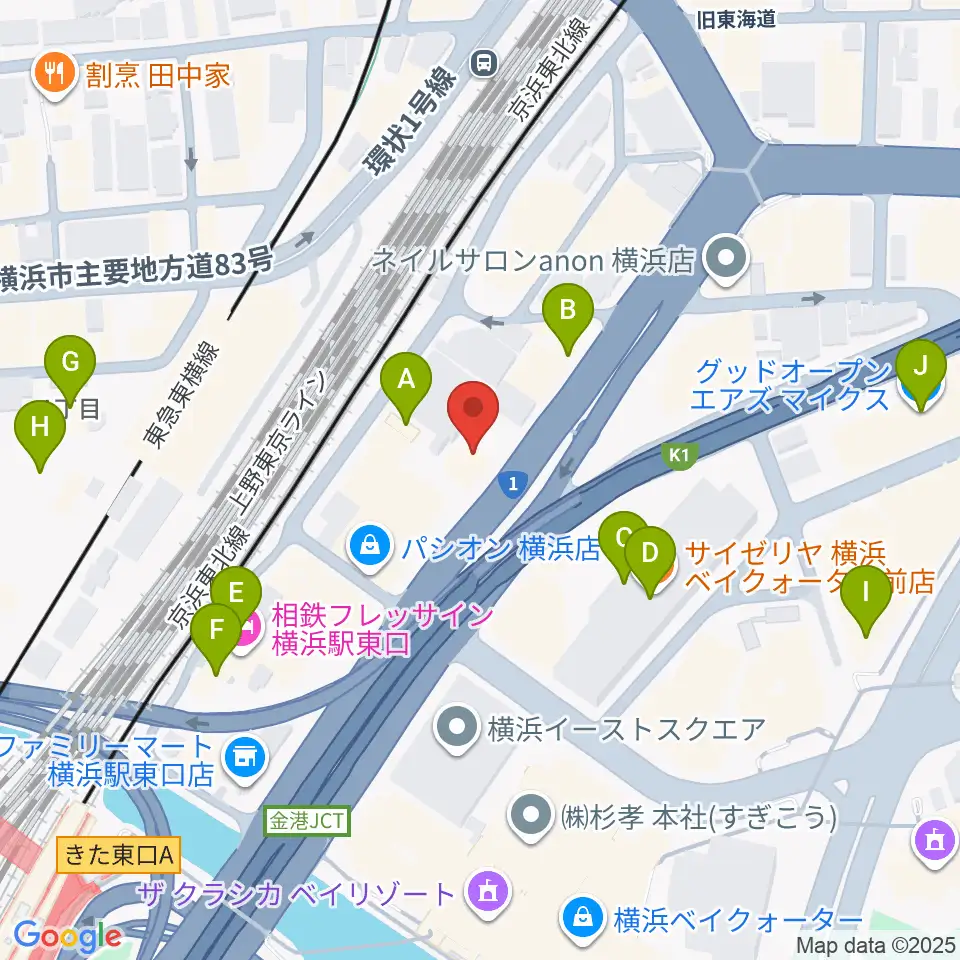 シアーミュージック 横浜校周辺のカフェ一覧地図