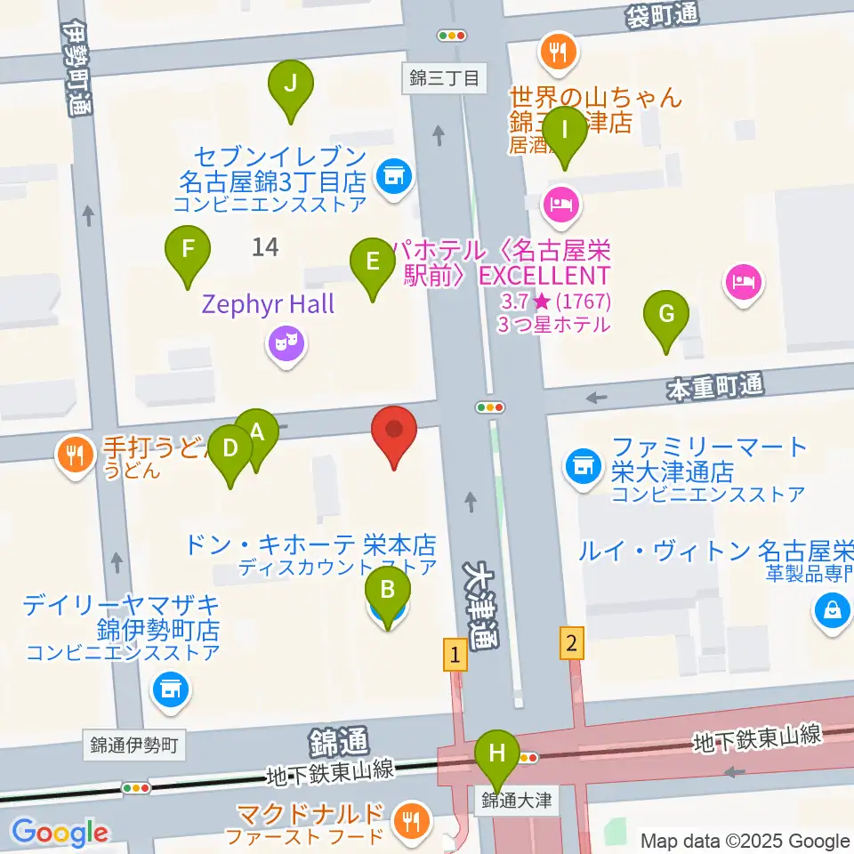 シアーミュージック 栄校周辺のカフェ一覧地図