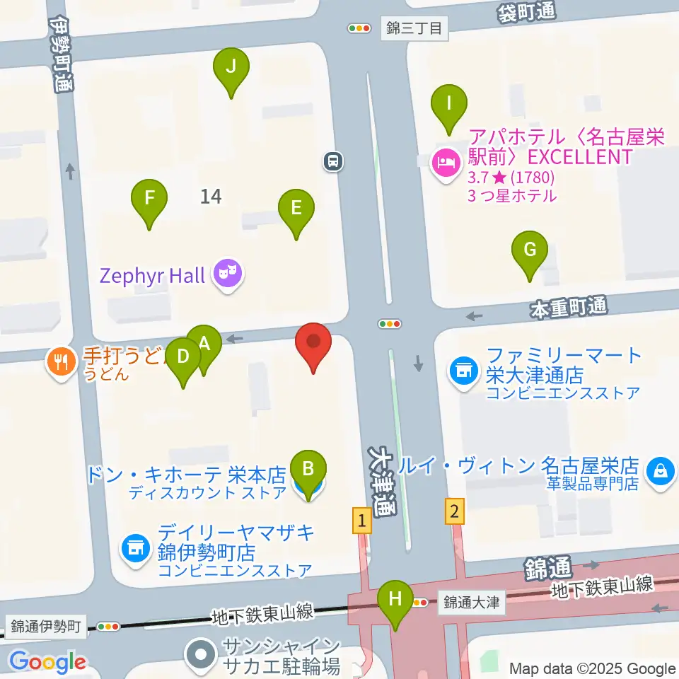 シアーミュージック 栄校周辺のカフェ一覧地図