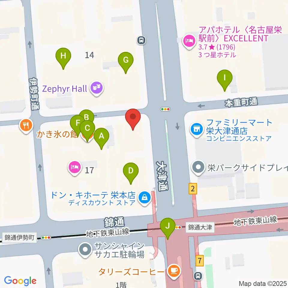 シアーミュージック 栄校周辺のカフェ一覧地図