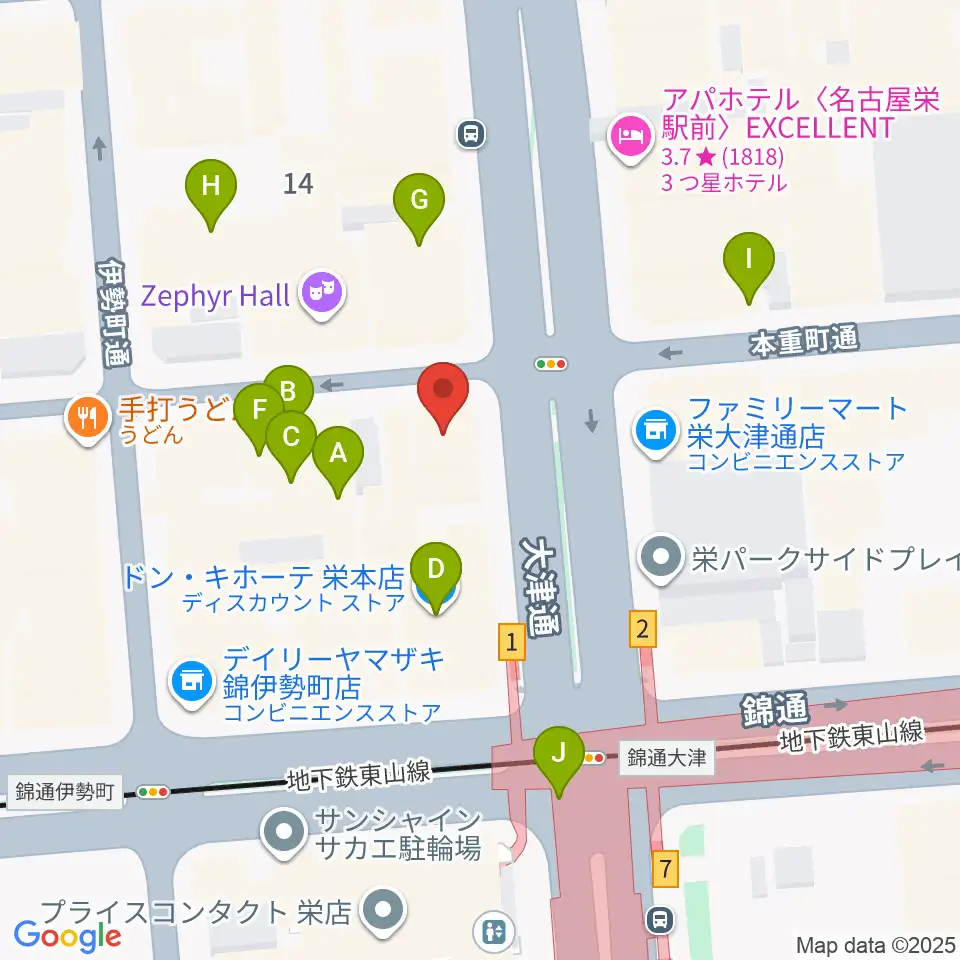 シアーミュージック 栄校周辺のカフェ一覧地図