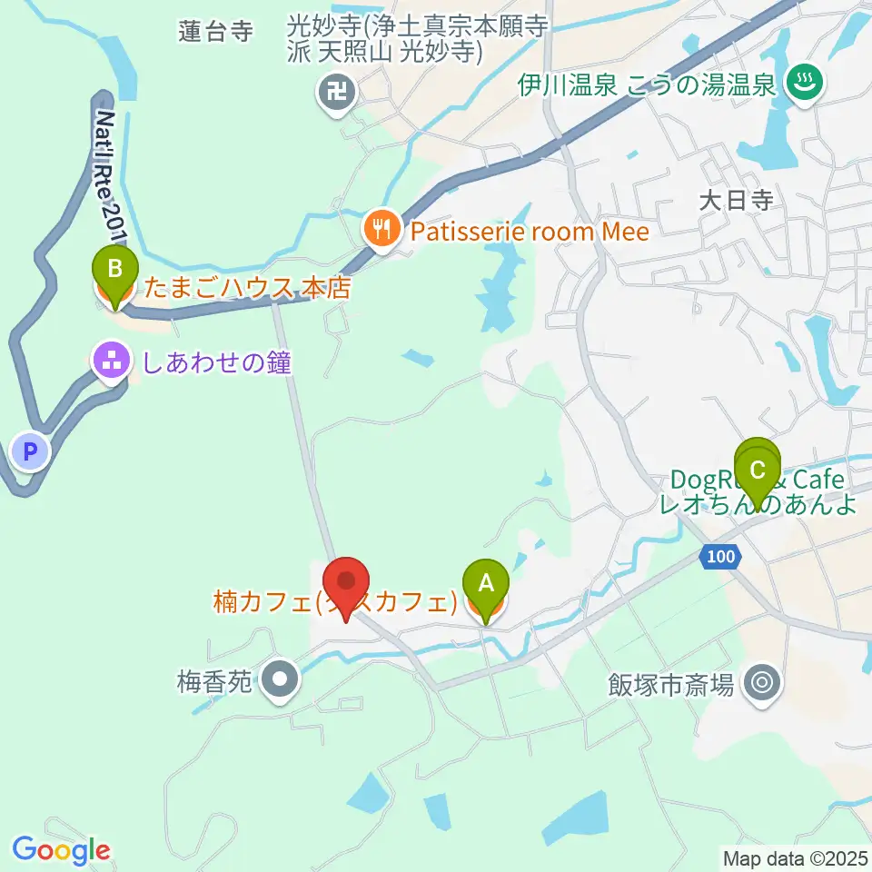 和太鼓ニシガク周辺のカフェ一覧地図