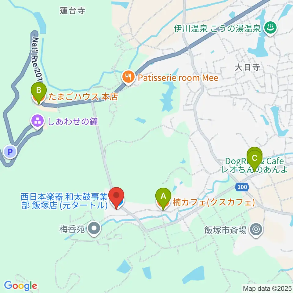 和太鼓ニシガク周辺のカフェ一覧地図
