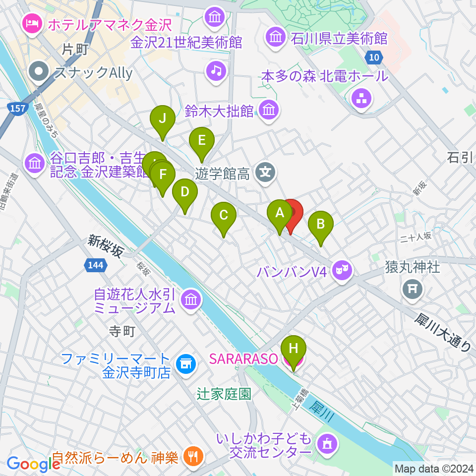 VOX OF JOY Mucic Studio周辺のカフェ一覧地図