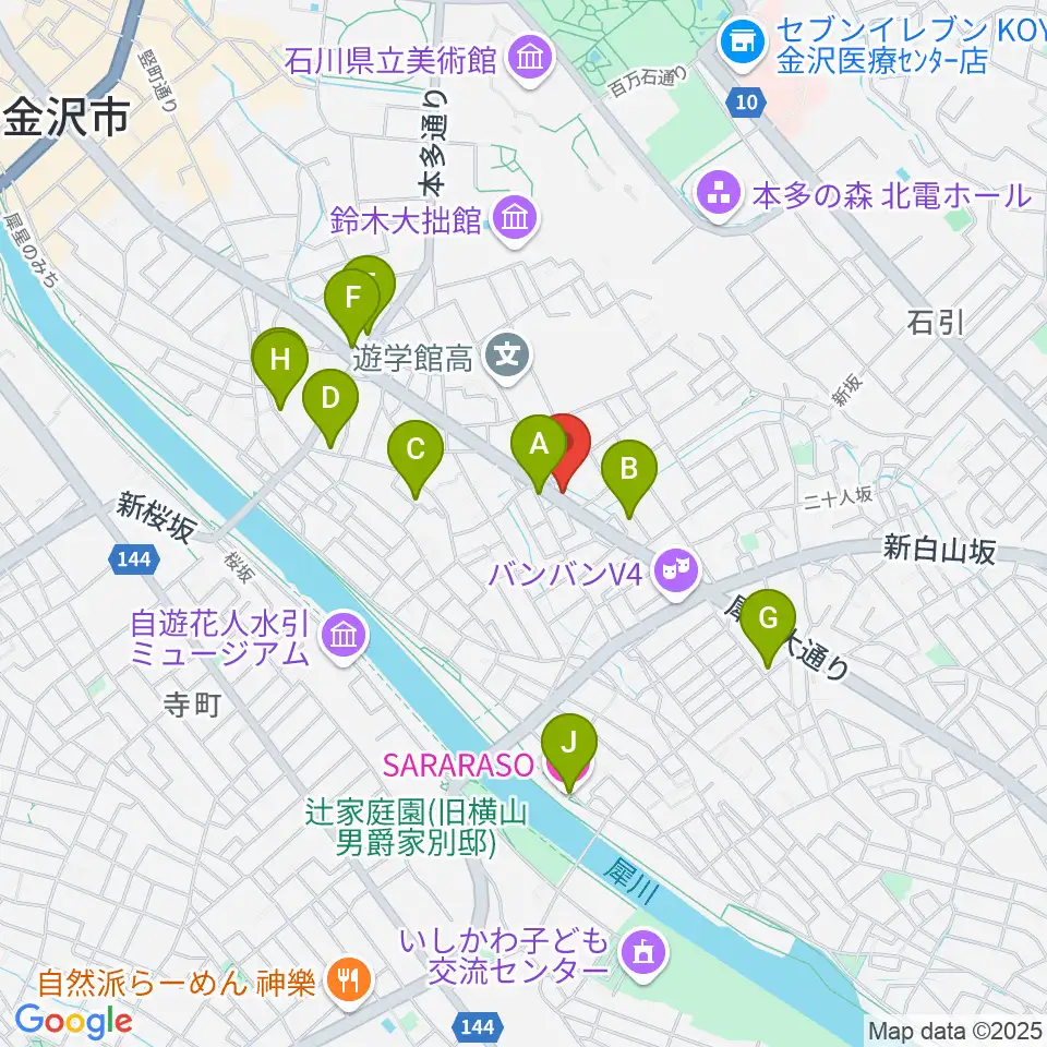 VOX OF JOY Mucic Studio周辺のカフェ一覧地図