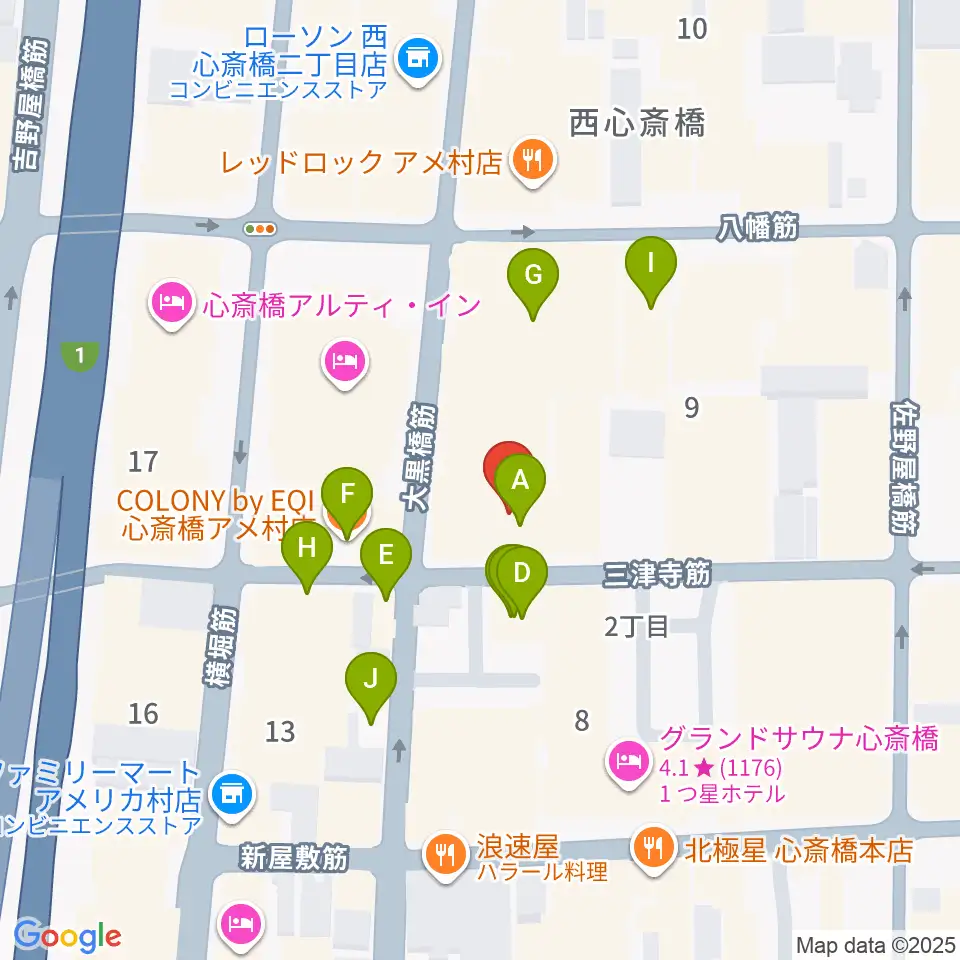 シアーミュージック なんば校周辺のカフェ一覧地図