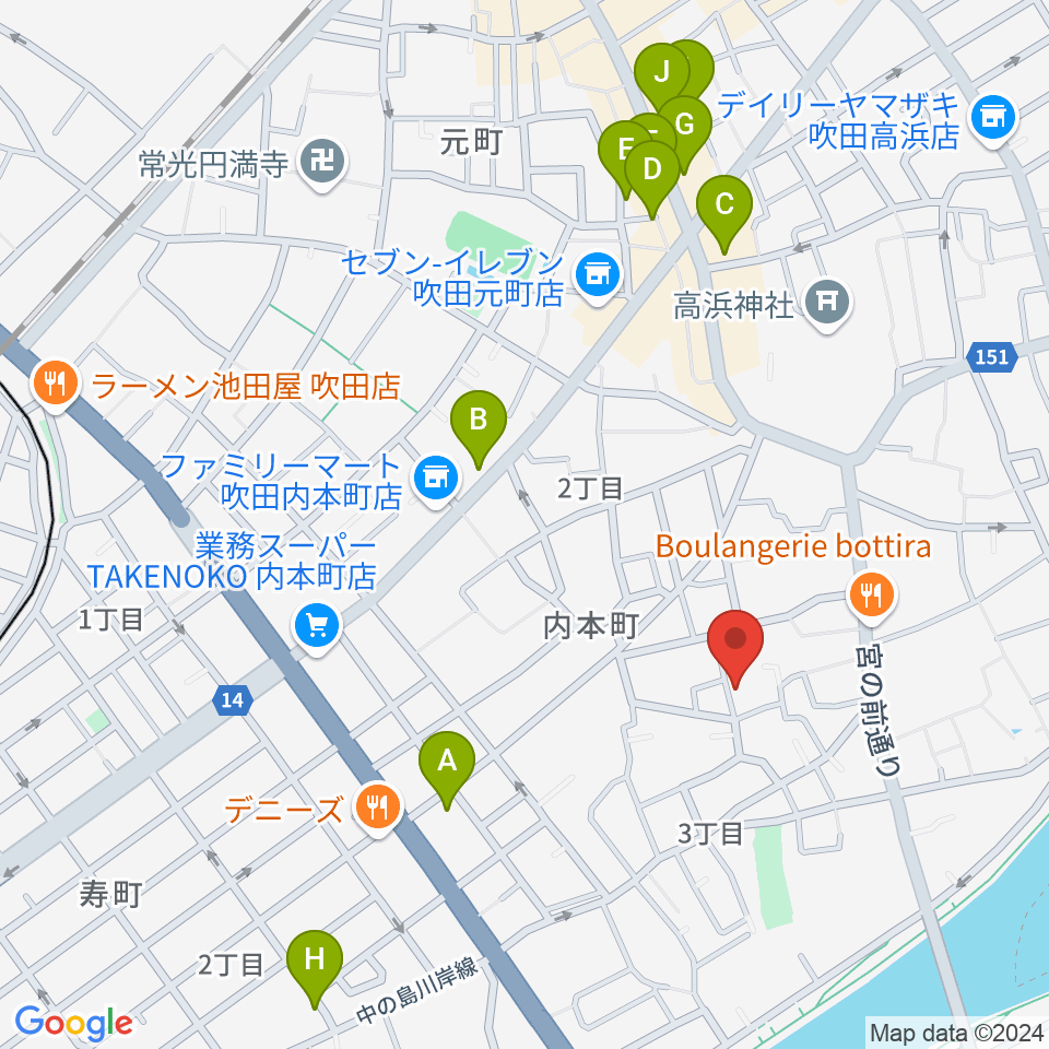 スズキメソード 杉山ヴァイオリン教室周辺のカフェ一覧地図