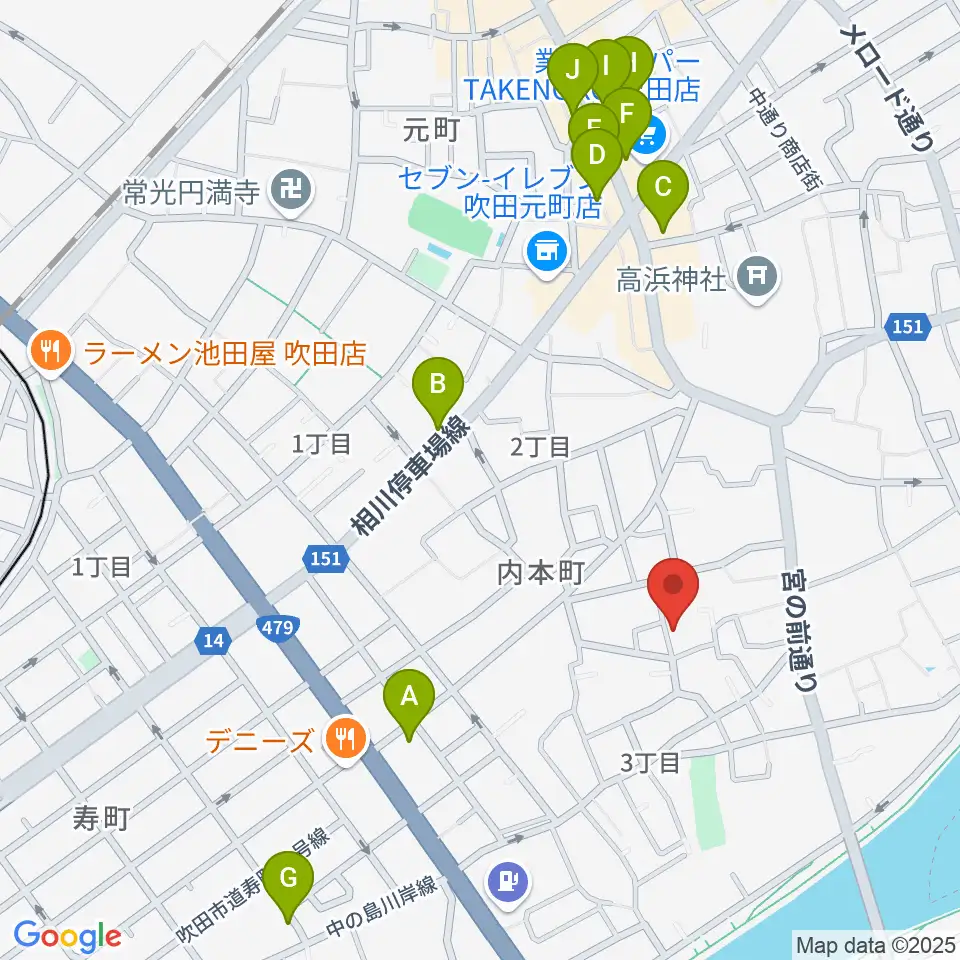 スズキメソード 杉山ヴァイオリン教室周辺のカフェ一覧地図