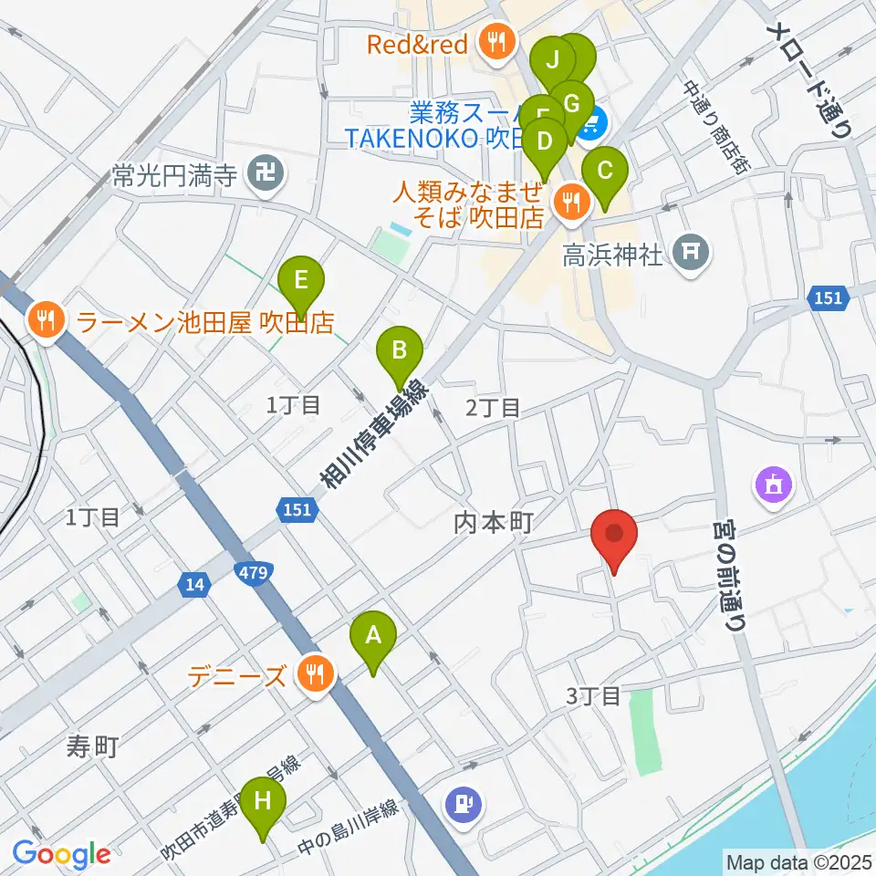 スズキメソード 杉山ヴァイオリン教室周辺のカフェ一覧地図