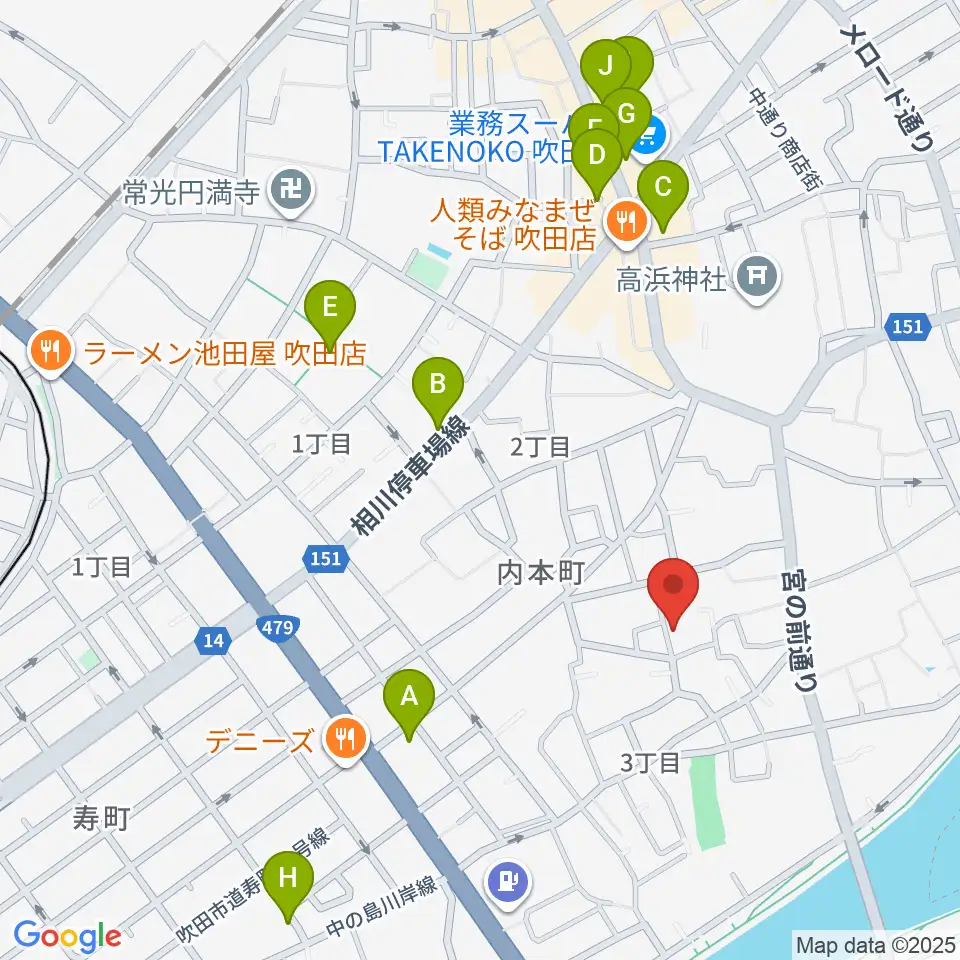 スズキメソード 杉山ヴァイオリン教室周辺のカフェ一覧地図