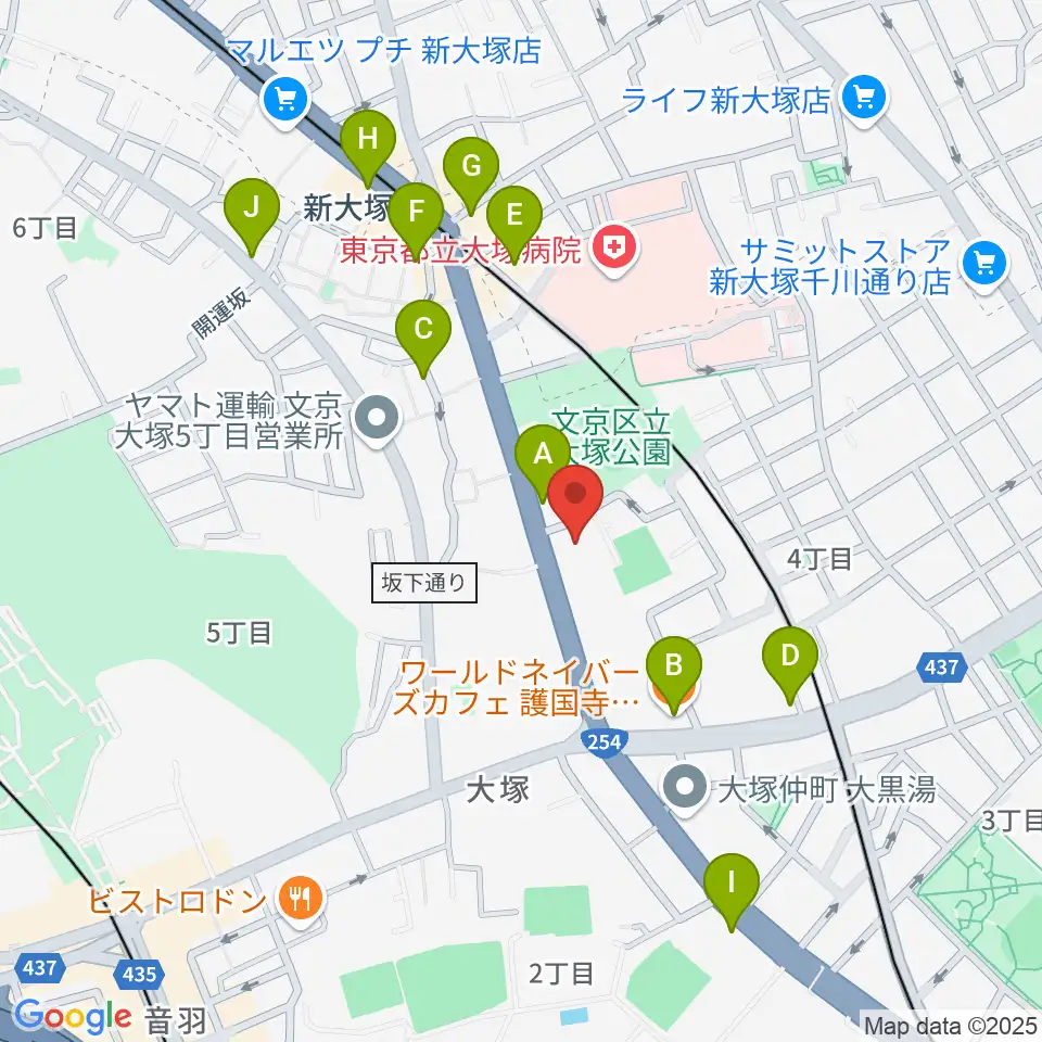 東邦音楽学校周辺のカフェ一覧地図