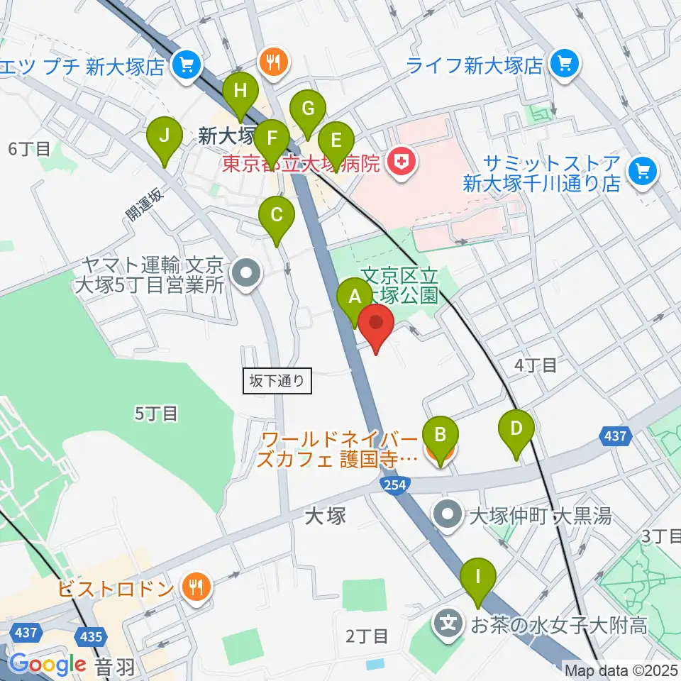 東邦音楽学校周辺のカフェ一覧地図