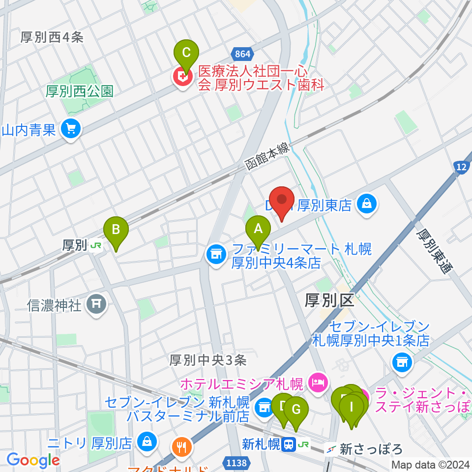 スズキメソード札幌支部 立木教室周辺のカフェ一覧地図