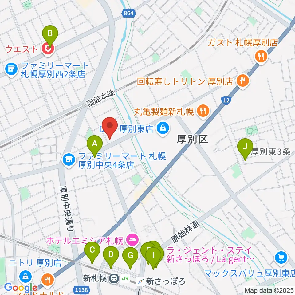 スズキメソード札幌支部 立木教室周辺のカフェ一覧地図