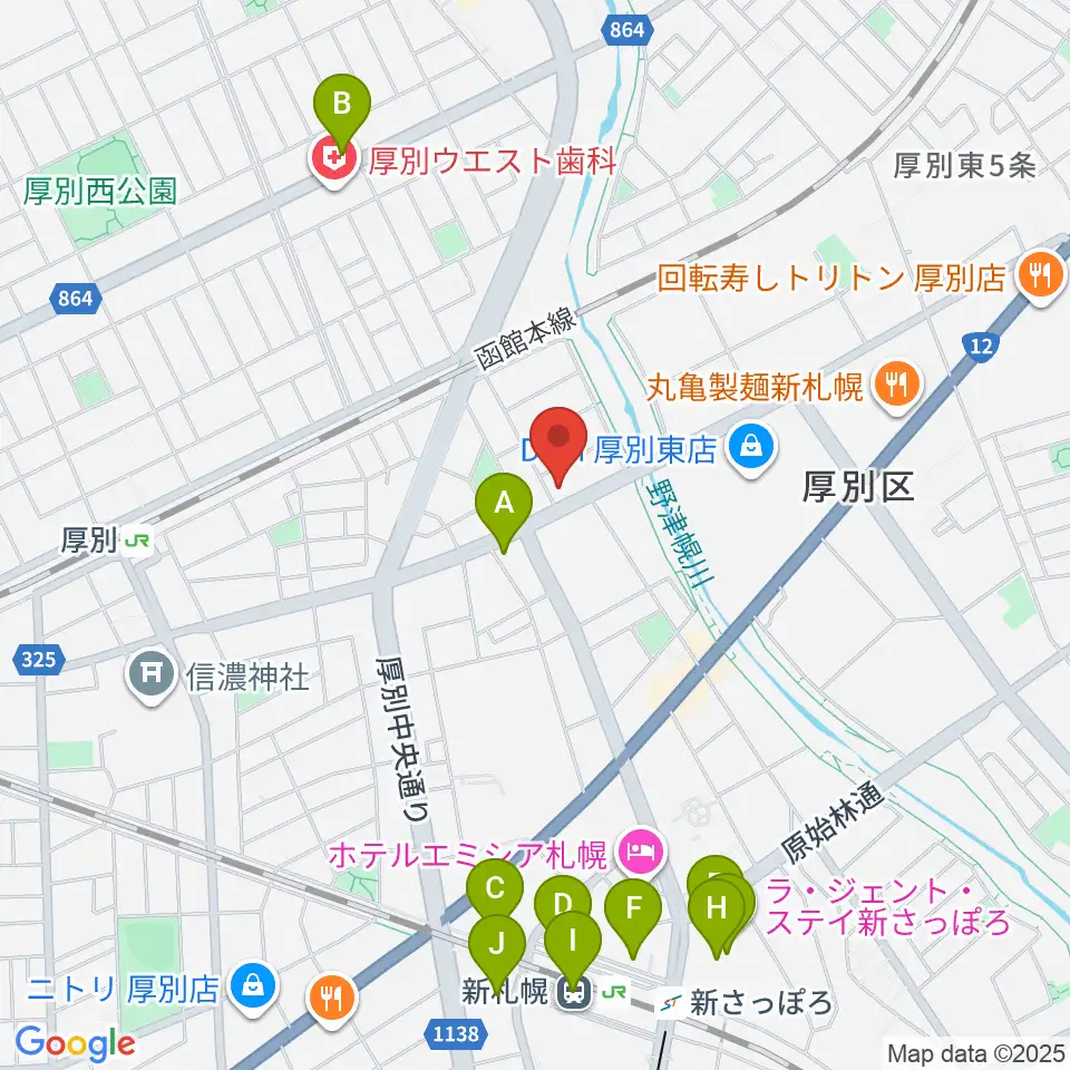 スズキメソード札幌支部 立木教室周辺のカフェ一覧地図