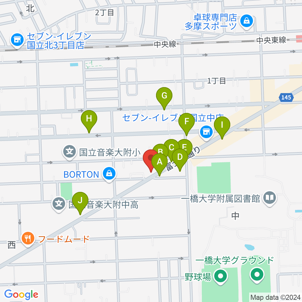 スズキ・メソード国立教室周辺のカフェ一覧地図