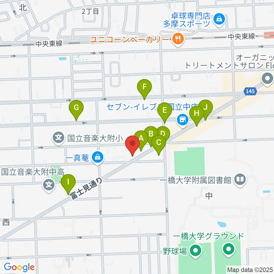 スズキ・メソード国立教室周辺のカフェ一覧地図
