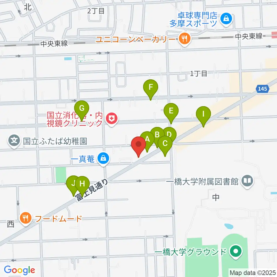 スズキ・メソード国立教室周辺のカフェ一覧地図