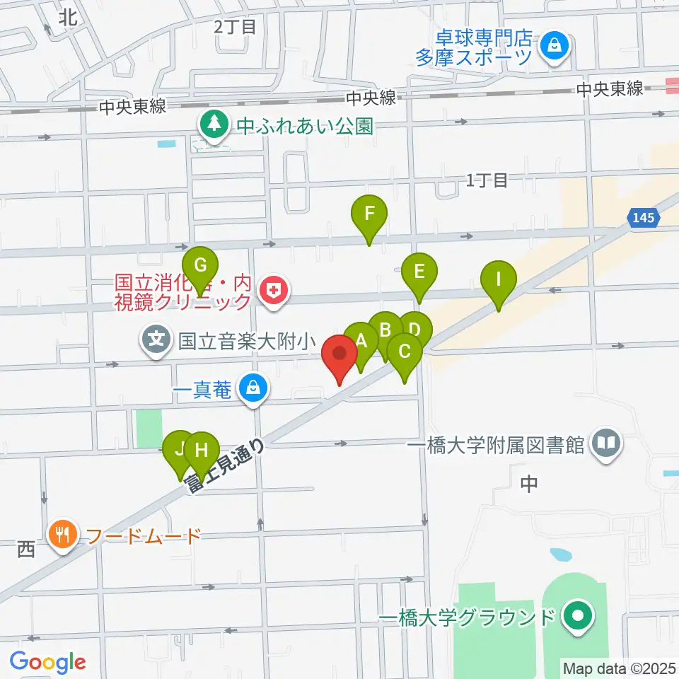 スズキ・メソード国立教室周辺のカフェ一覧地図